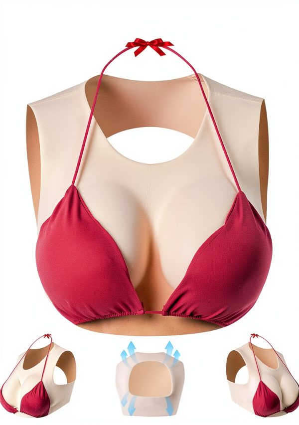 Silicone Breast Plate Medical Grade Gel Low Neck Design Unisex Cosplay-0