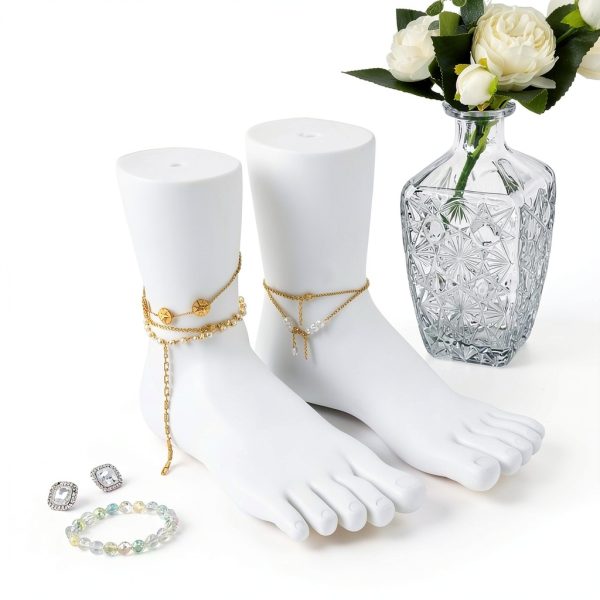 Framendino White Foot Mannequin 2 Pack Plastic Display Model-2