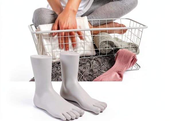 Framendino White Foot Mannequin 2 Pack Plastic Display Model-5